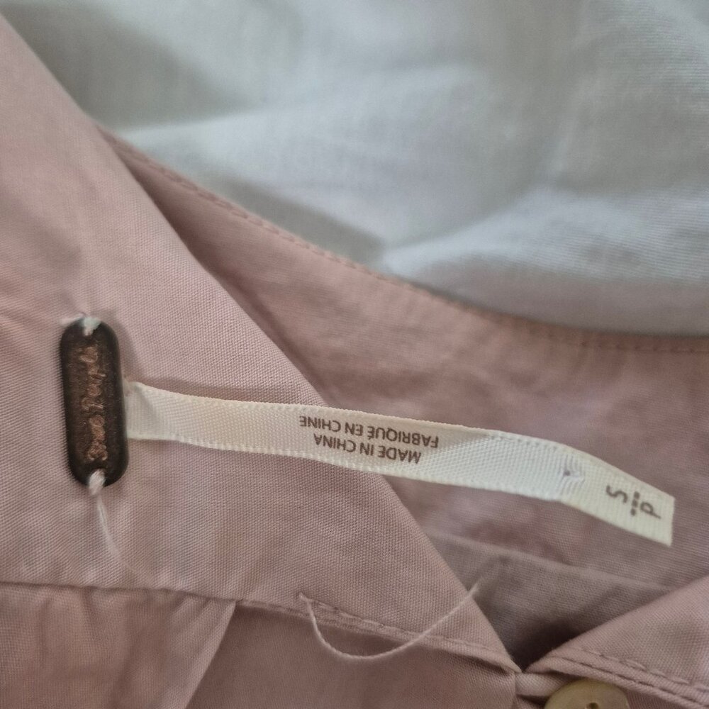 free people smocked pale pink top with ribbon sleeves